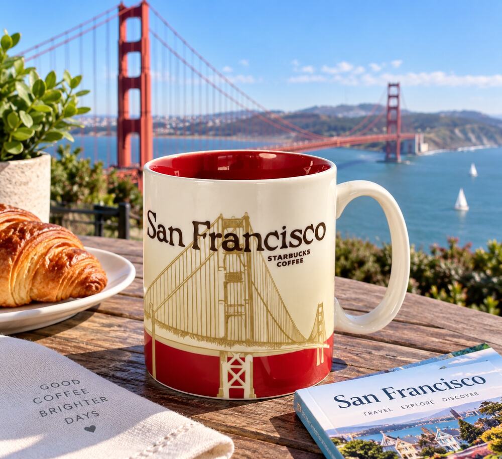 Starbucks San Francisco Golden Gate Bridge 2010 Red 16 Oz Coffee Mug